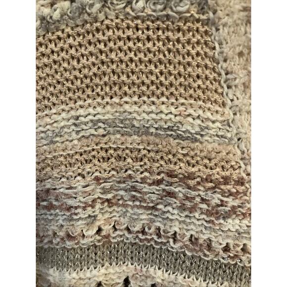 Chico’s Striped Mixed-Yarn Cocoon Cardigan Women’s Size M Open Front Curved Hem - Picture 3 of 11